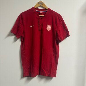 Nike Team USA Button Up T-shirt Red Men's Large Olympics